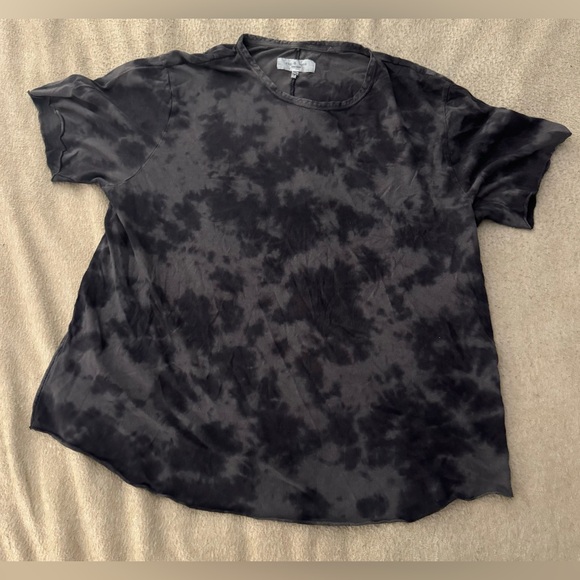 Rag & Bone Men’s Haydon Relaxed Linen Cotton Tie Dye Tee in Grey/Black Size XXL - Picture 2 of 8